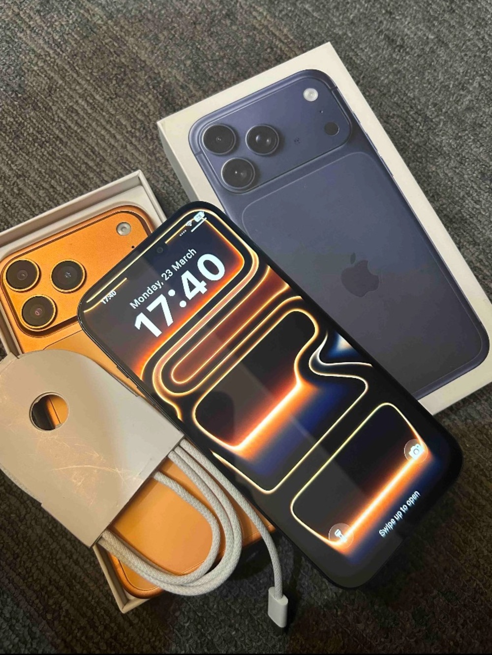 Apple iPhone 17 Pro - Orange Silver and Navy blue. Unlocked